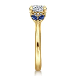 Sale Gabriel & Co. Dani - 14K Yellow Gold Round Diamond and Sapphire Engagement Ring