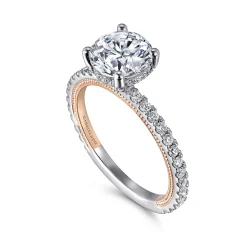 Discount Gabriel & Co. Danita - 14K White-Rose Gold Round Diamond Engagement Ring