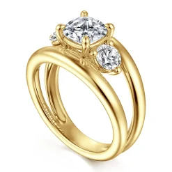 Online Gabriel & Co. Danni - 14K Yellow Gold Cushion Cut Three Stone Diamond Engagement Ring