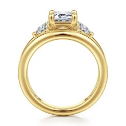 Hot Gabriel & Co. Danni - 14K Yellow Gold Emerald Cut Three Stone Diamond Engagement Ring