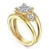 Outlet Gabriel & Co. Danni - 14K Yellow Gold Princess Cut Three Stone Diamond Engagement Ring