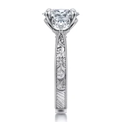 Gabriel & Co. Dany - Vintage Inspired 14K White Gold Oval Three Stone Diamond Engagement Ring
