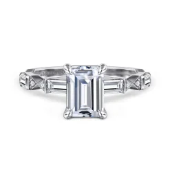 Clearance Gabriel & Co. Dariella - 14K White Gold Emerald Cut Diamond Engagement Ring