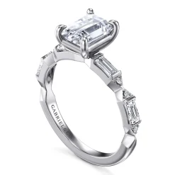 Clearance Gabriel & Co. Dariella - 14K White Gold Emerald Cut Diamond Engagement Ring