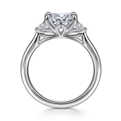 Gabriel & Co. Darline - 14K White Gold Oval Three Stone Lotus Diamond Engagement Ring