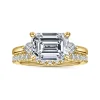 Outlet Gabriel & Co. Darline - 14K Yellow Gold Emerald Cut Three Stone Lotus Diamond Engagement Ring