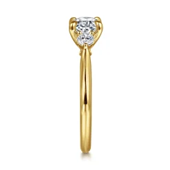 Online Gabriel & Co. Darline - 14K Yellow Gold Oval Three Stone Lotus Diamond Engagement Ring