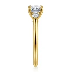 Online Gabriel & Co. Darline - 14K Yellow Gold Radiant Cut Three Stone Lotus Diamond Engagement Ring