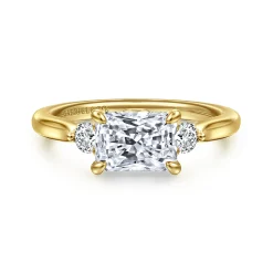 Online Gabriel & Co. Darline - 14K Yellow Gold Radiant Cut Three Stone Lotus Diamond Engagement Ring