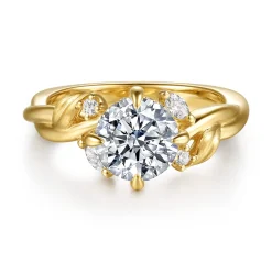 Outlet Gabriel & Co. Darling - 14K Yellow Gold Compass Prong Twisted Round Diamond Engagement Ring