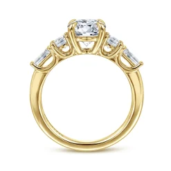 Clearance Gabriel & Co. Darmie - 14K Yellow Gold Round Five Stone Diamond Engagement Ring