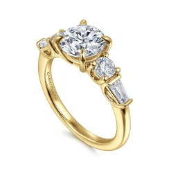 Clearance Gabriel & Co. Darmie - 14K Yellow Gold Round Five Stone Diamond Engagement Ring