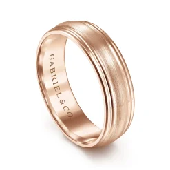 Discount Gabriel & Co. Declan - 14K Rose Gold 6mm - Carved Men's Wedding Band in Satin Finish