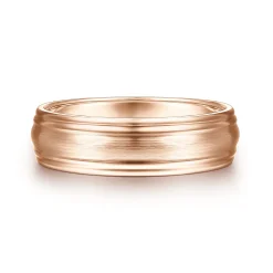 Discount Gabriel & Co. Declan - 14K Rose Gold 6mm - Carved Men's Wedding Band in Satin Finish
