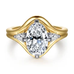 Gabriel & Co. Dedication - 14K White-Yellow Gold Compass Prong Oval Diamond Engagement Ring