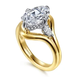 Gabriel & Co. Dedication - 14K White-Yellow Gold Compass Prong Oval Diamond Engagement Ring