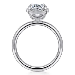 Outlet Gabriel & Co. Deedie - 14K White Gold Bezel Prong Round Diamond Engagement Ring