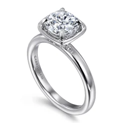 Outlet Gabriel & Co. Deedie - 14K White Gold Bezel Prong Round Diamond Engagement Ring
