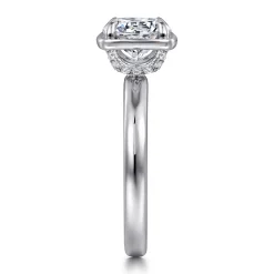 Outlet Gabriel & Co. Deedie - 14K White Gold Bezel Prong Round Diamond Engagement Ring