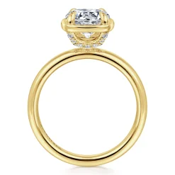 Clearance Gabriel & Co. Deedie - 14K Yellow Gold Bezel Prong Round Diamond Engagement Ring
