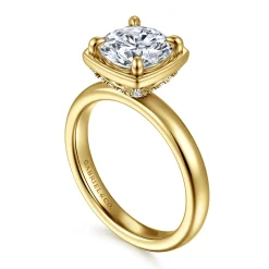 Outlet Gabriel & Co. Deedie - 14K Yellow Gold Bezel Prong Round Diamond Engagement Ring