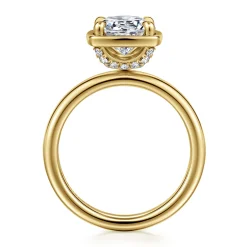 Outlet Gabriel & Co. Deedie - 14K Yellow Gold Bezel Prong Round Diamond Engagement Ring