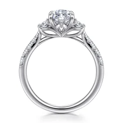 Hot Gabriel & Co. Dee - 14K White Gold Marquise Shape Three Stone Lotus Diamond Engagement Ring