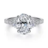 Clearance Gabriel & Co. Dee - 14K White Gold Oval Three Stone Lotus Diamond Engagement Ring
