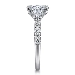 New Gabriel & Co. Dee - 14K White Gold Oval Three Stone Lotus Diamond Engagement Ring