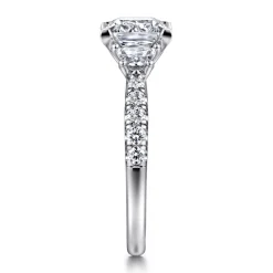 Best Gabriel & Co. Dee - 14K White Gold Princess Cut Three Stone Lotus Diamond Engagement Ring