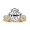 Sale Gabriel & Co. Dee - 14K Yellow Gold Oval Three Stone Lotus Diamond Engagement Ring