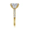 Gabriel & Co. Dee - 14K Yellow Gold Oval Three Stone Lotus Diamond Engagement Ring