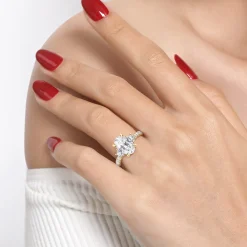 Gabriel & Co. Dee - 14K Yellow Gold Oval Three Stone Lotus Diamond Engagement Ring