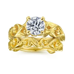Outlet Gabriel & Co. Deigna - 14K Yellow Gold Split Shank Round Diamond Engagement Ring