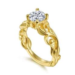 Outlet Gabriel & Co. Deigna - 14K Yellow Gold Split Shank Round Diamond Engagement Ring