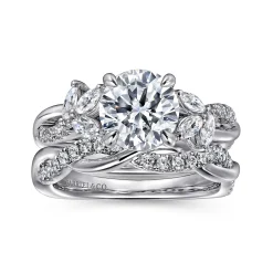 Discount Gabriel & Co. Deisha - 14K White Gold Twisted Round Diamond Engagement Ring