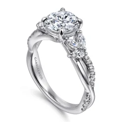Discount Gabriel & Co. Deisha - 14K White Gold Twisted Round Diamond Engagement Ring