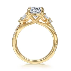 Discount Gabriel & Co. Deisha - 14K Yellow Gold Twisted Round Diamond Engagement Ring