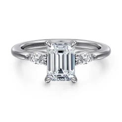 Online Gabriel & Co. Dela - 14K White Gold Emerald Cut Three Stone Diamond Engagement Ring