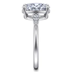 Sale Gabriel & Co. Dela - 14K White Gold Oval Three Stone Diamond Engagement Ring