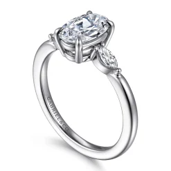 Outlet Gabriel & Co. Dela - 14K White Gold Oval Three Stone Diamond Engagement Ring