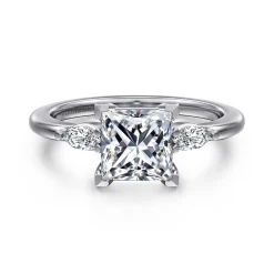 Hot Gabriel & Co. Dela - 14K White Gold Princess Cut Three Stone Diamond Engagement Ring