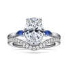 Discount Gabriel & Co. Dela - 14K White Gold Round Three Stone Diamond and Sapphire Engagement Ring
