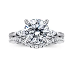 Gabriel & Co. Dela - 14K White Gold Round Three Stone Diamond Engagement Ring