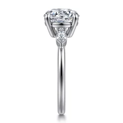 Best Gabriel & Co. Dela - 14K White Gold Round Three Stone Diamond Engagement Ring