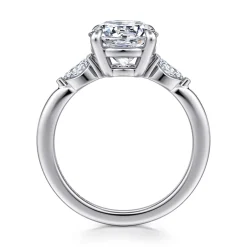 Best Gabriel & Co. Dela - 14K White Gold Round Three Stone Diamond Engagement Ring