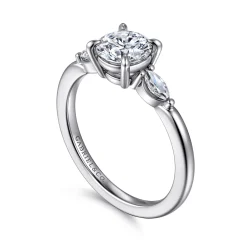 Hot Gabriel & Co. Dela - 14K White Gold Round Three Stone Diamond Engagement Ring