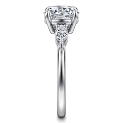 Clearance Gabriel & Co. Dela - 14K White Gold Round Three Stone Diamond Engagement Ring