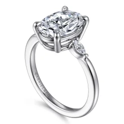 Hot Gabriel & Co. Dela - 14K White Gold Three Stone Oval Diamond Engagement Ring
