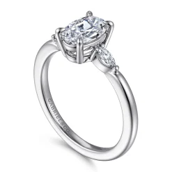 Gabriel & Co. Dela - 14K White Gold Three Stone Oval Diamond Engagement Ring